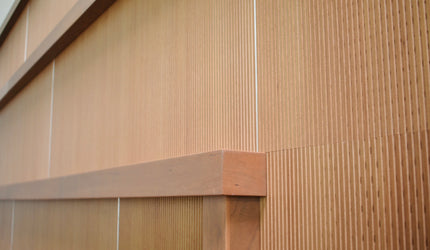 Enhance sound absorption with TerrAcoustics® Grooved wood veneer panels